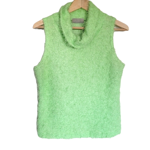 Vintage Y2K Sleeveless Cowlneck Turtleneck Top in Lime Green - Picture 2 of 6